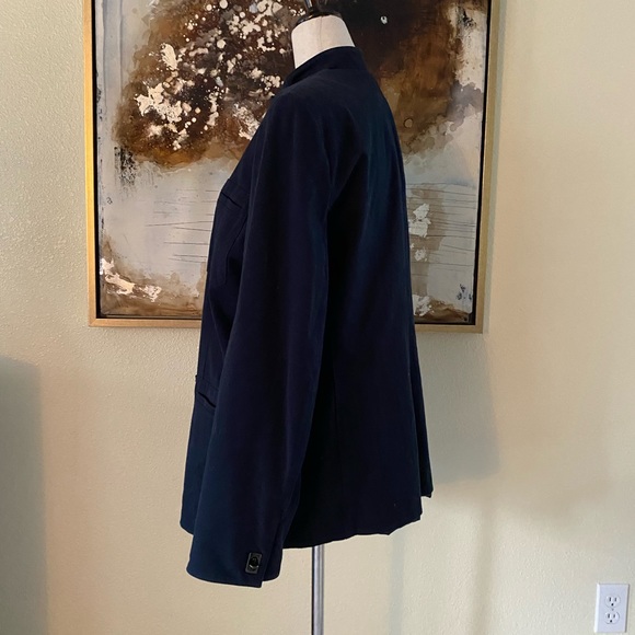 Vintage Classic Ralph Lauren leather Indigo navy blue blazer jacket size 14 EC - Picture 10 of 14
